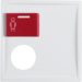 12179909 Centre plate with plug-in opening,  red button at top polar white matt