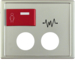 12189004 Centre plate with 2 plug-in openings,  imprint and red button at top Berker Arsys,  stainless steel matt,  lacquered