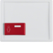 12190069 Centre plate with red button at bottom Berker Arsys,  polar white glossy