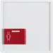 12196089 Centre plate with red button at bottom Berker Q.1/Q.3/Q.7/Q.9, polar white velvety