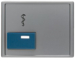 12239004 Centre plate with blue button and imprint Berker Arsys,  stainless steel matt,  lacquered