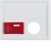 12240069 Centre plate with plug-in opening,  red button at bottom Berker Arsys,  polar white glossy