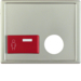 12249004 Centre plate with plug-in opening,  red button at bottom Berker Arsys,  stainless steel matt,  lacquered