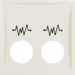 12448982 Centre plate with 2 plug-in openings and imprint,  for call unit white glossy