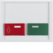 12497009 Centre plate with red + green button Berker K.1, polar white glossy