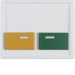 12530069 Centre plate with green + yellow button Berker Arsys,  polar white glossy