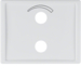 13000069 Centre plate with imprinted symbol curve for small sound system Berker Arsys,  polar white glossy