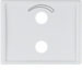 13007109 Centre plate with imprinted symbol curve for small sound system Berker K.1, polar white glossy