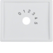 13010069 Centre plate with imprint "0 - 1 - 2 - 3 - 4 - 5" for small sound system Berker Arsys,  polar white glossy