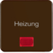 156801 Wippe mit Aufdruck "Heizung" mit roter Linse,  wg UP IP44, braun glänzend