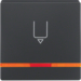 16406086 Centre plate with imprint for push-button for hotel card with orange lens,  Berker Q.1/Q.3/Q.7/Q.9, anthracite velvety,  lacquered