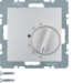20261404 Thermostat,  change-over contact,  with centre plate Berker S.1/B.3/B.7, aluminium,  matt,  lacquered