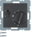 20301606 Temperature controller,  NC contact,  with centre plate with rocker switch,  Berker S.1/B.3/B.7, anthracite,  matt