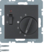 20311606 Temperature controller,  NC contact,  with centre plate,  24 V AC/DC with rocker switch,  Berker S.1/B.3/B.7, anthracite,  matt