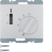 20317103 Temperature controller,  NC contact,  with centre plate,  24 V AC/DC with rocker switch,  Berker K.5, aluminium,  matt,  lacquered