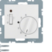 20318989 Temperature controller,  NC contact,  with centre plate,  24 V AC/DC with rocker switch,  Berker S.1/B.3/B.7, polar white glossy