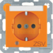 41101914 SCHUKO socket outlet with control LED and "ZSV" imprint with labelling field,  enhanced contact protection,  Screw-in lift terminals,  Berker S.1/B.3/B.7, orange matt