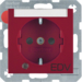 41101915 SCHUKO socket outlet with control LED and "EDV" imprint with labelling field,  enhanced contact protection,  Screw-in lift terminals,  Berker S.1/B.3/B.7, red matt