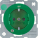 41102003 Steckdose SCHUKO mit Kontroll-LED und Aufdruck "SV" mit Beschriftungsfeld,  erhöhtem Berührungsschutz,  Schraub-Liftklemmen,  Berker R.1/R.3/R.8, grün glänzend