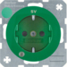 41102003 SCHUKO socket outlet with control LED and "SV" imprint with labelling field,  enhanced contact protection,  Screw-in lift terminals,  Berker R.1/R.3/R.8, green glossy