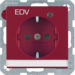 41106015 Steckdose SCHUKO mit Kontroll-LED und Aufdruck "EDV" mit Beschriftungsfeld,  erhöhtem Berührungsschutz,  Schraub-Liftklemmen,  Berker Q.1/Q.3/Q.7/Q.9, rot samt