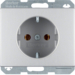 41157003 SCHUKO socket outlet with screw-in lift terminals,  Berker K.5, Aluminium,  aluminium anodised