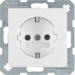 41231909 SCHUKO socket outlet with enhanced touch protection,  with screw-in lift terminals,  Berker S.1/B.3/B.7, polar white matt