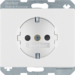 41350069 SCHUKO socket outlet with enhanced touch protection,  Screw-in lift terminals,  Berker Arsys,  polar white glossy