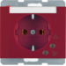 41527115 SCHUKO socket outlet with overvoltage protection with labelling field,  Screw terminals,  Berker K.1, red glossy