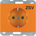47150077 SCHUKO socket outlet with "ZSV" imprint Berker Arsys,  orange glossy