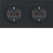 47202045 Combination SCHUKO socket outlet 2gang with frame Berker R.3, black glossy