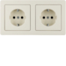 47206082 Combination SCHUKO socket outlet 2gang with frame Berker Q.1