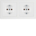 47206089 Combination SCHUKO socket outlet 2gang with frame Berker Q.1, polar white velvety