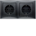 47209949 Combination SCHUKO socket outlet 2gang with frame Berker S.1, anthracite matt