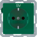 47236003 SCHUKO socket outlet with "SV" imprint enhanced contact protection,  Berker Q.1/Q.3/Q.7/Q.9, green