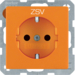 47236007 SCHUKO socket outlet with "ZSV" imprint enhanced contact protection,  Berker Q.1/Q.3/Q.7/Q.9, orange
