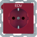 47236022 SCHUKO socket outlet with "EDV" imprint enhanced contact protection,  Berker Q.1/Q.3/Q.7/Q.9, red