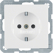 47236089 SCHUKO socket outlet with enhanced touch protection,  Berker Q.1/Q.3/Q.7/Q.9, polar white velvety