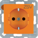 47238907 SCHUKO socket outlet with "ZSV" imprint enhanced contact protection,  Berker S.1/B.3/B.7, orange