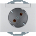 47287103 SCHUKO socket outlet 45° with labelling field,  Berker K.5, aluminium,  matt,  lacquered