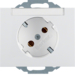 47287109 SCHUKO socket outlet 45° with labelling field,  Berker K.1, polar white glossy
