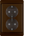 47290001 Double SCHUKO socket outlet with frame enhanced contact protection,  Berker Arsys,  brown glossy