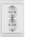 47290069 Double SCHUKO socket outlet with frame enhanced contact protection,  Berker Arsys,  polar white glossy