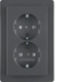 47296086 Double SCHUKO socket outlet with cover plate enhanced contact protection,  anthracite velvety,  lacquered
