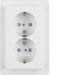 47296089 Double SCHUKO socket outlet with cover plate enhanced contact protection,  polar white velvety