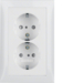 47298989 Double SCHUKO socket outlet with cover plate enhanced contact protection,  Berker S.1, polar white glossy