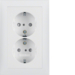 47299909 Double SCHUKO socket outlet with cover plate enhanced contact protection,  Berker S.1, polar white matt