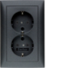 47299949 Double SCHUKO socket outlet with cover plate enhanced contact protection,  Berker S.1, anthracite,  matt