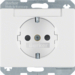 47380069 SCHUKO socket outlet with labelling field,  enhanced contact protection,  Berker Arsys,  polar white glossy
