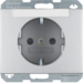 47387003 SCHUKO socket outlet with labelling field,  enhanced contact protection,  Berker K.5, aluminium,  matt,  lacquered